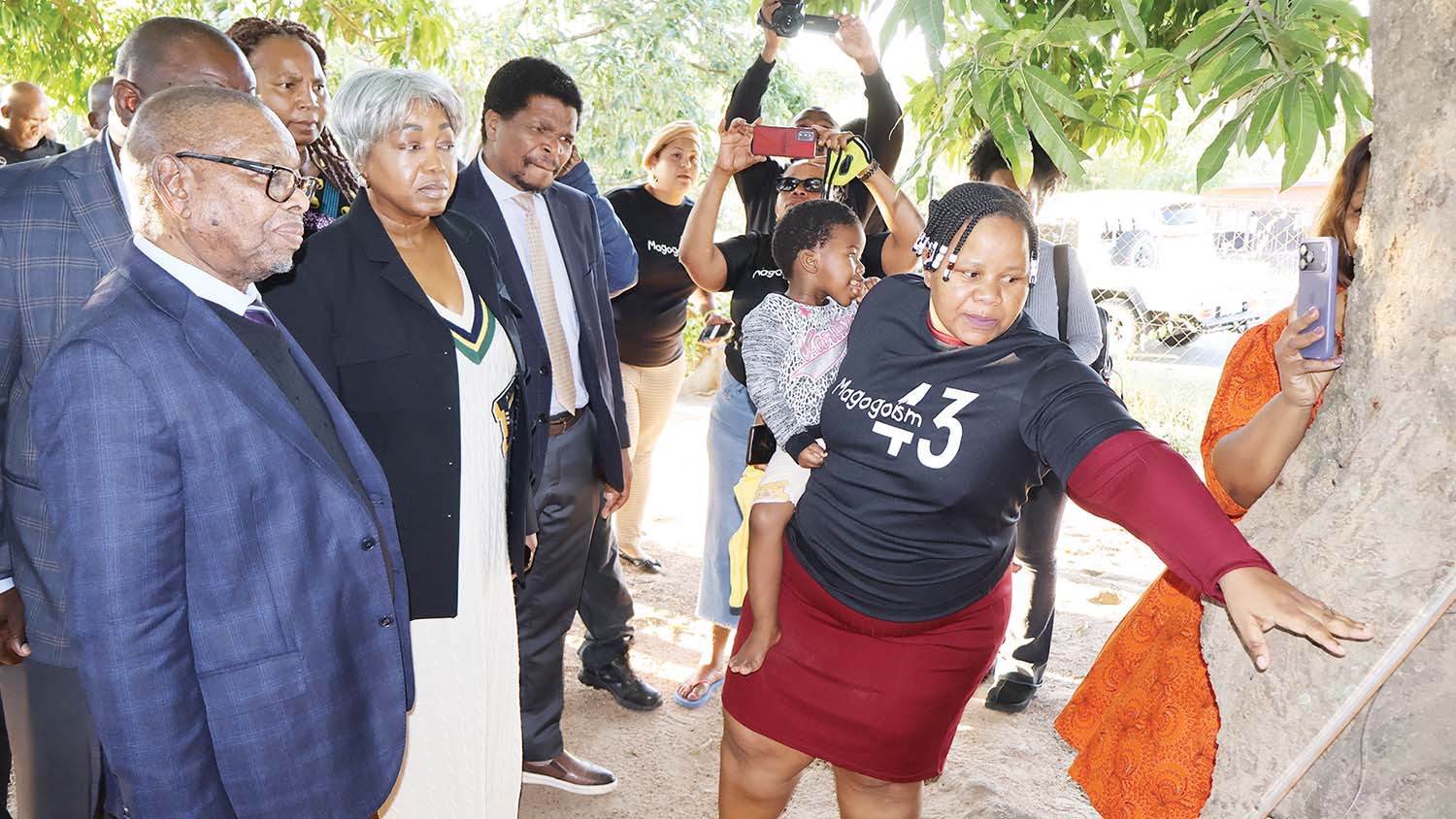 Blade Nzimande is taken through some of the historic sites and memorable moments preserved at KwaMagogo 43 during his visit to the liberation heritage centre in Trelawney Park yesterday, accompanied by Eswatini Minister of Information, Communications and Technology, Savannah Maziya.